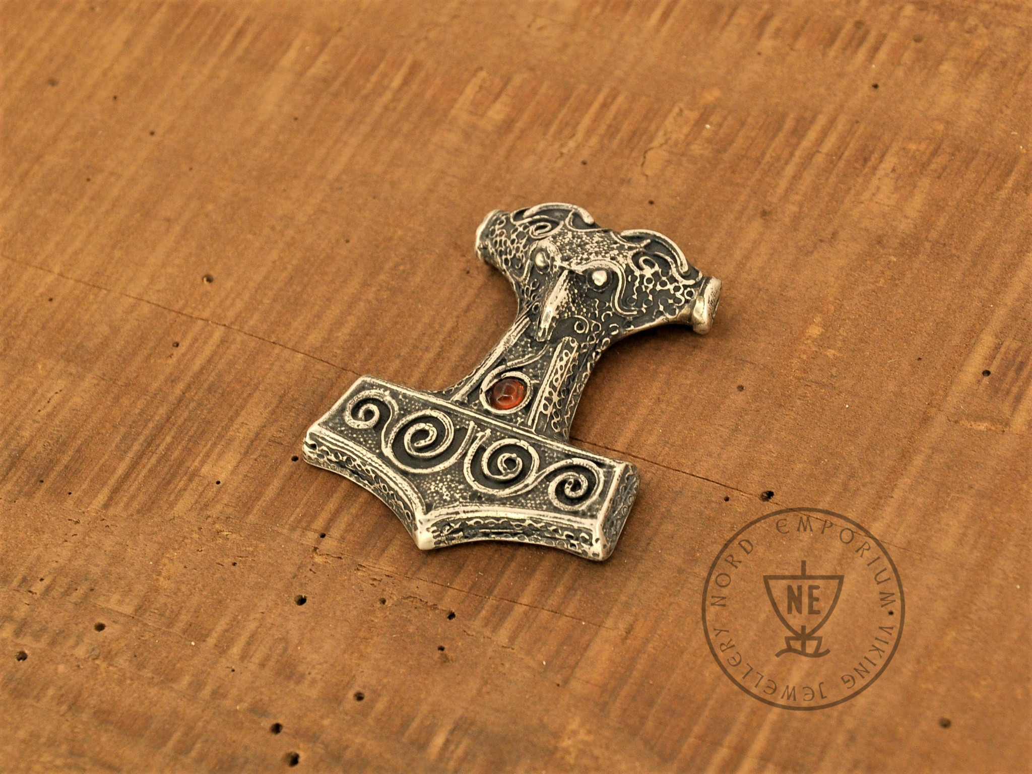 Kabbarp Skåne Thor's Hammer Amber Sterling Silver Size L