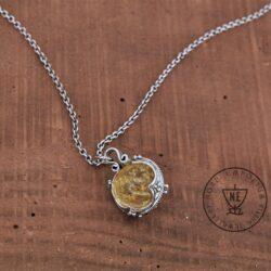 Gotland Necklace Cognac Amber Sterling Silver 16mm