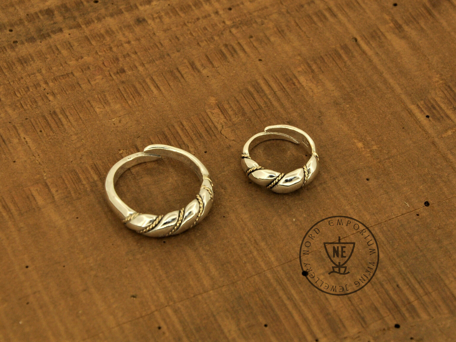 Gyldensgård Viking Matching Rings Sterling Silver and 9k Gold