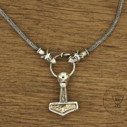 Mandemark Necklace Thor's Hammer Sterling Silver and 9k Gold