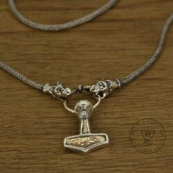 Mandemark Necklace Thor's Hammer Sterling Silver and 9k Gold